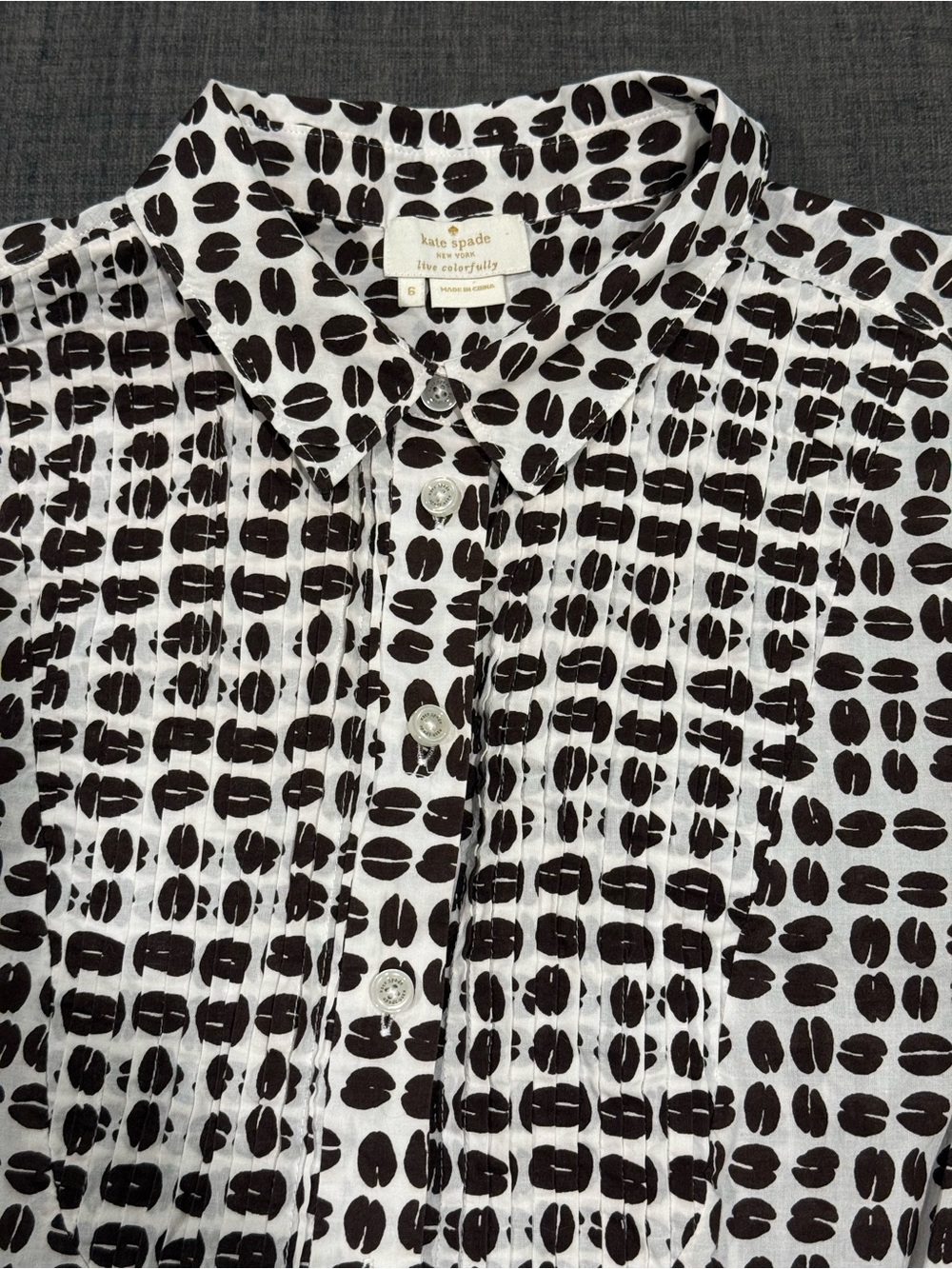 kate spade Black and White Printed Button-Down Shirt